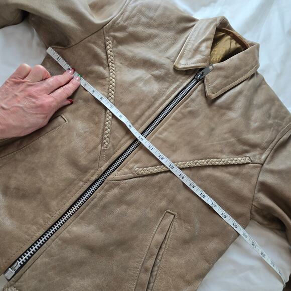 Tan Hot Leathers Motorcycle Jacket w Adjustable Straps - Picture 13 of 16